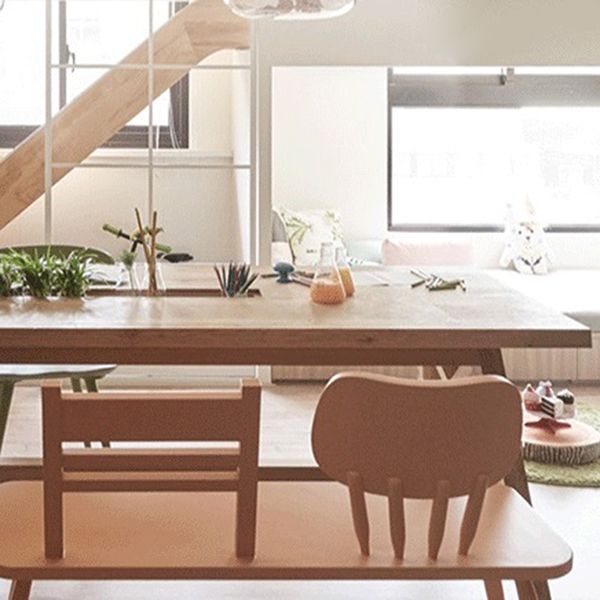 Wooden Trestle Base Dining Table Mid-Century Rectangle Kitchen Desk