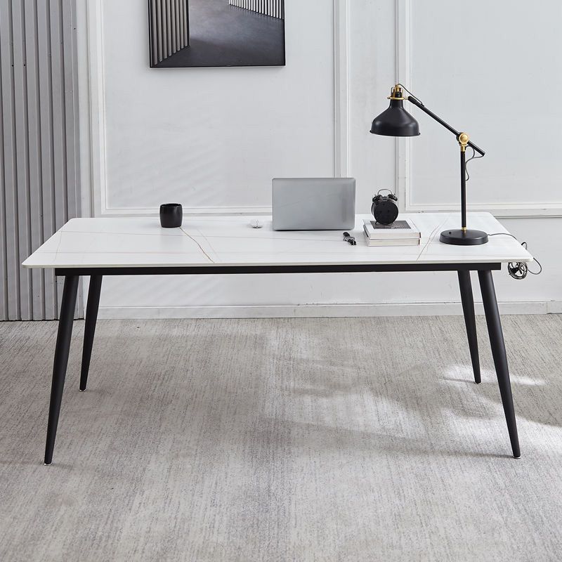 Contemporary Office Desk Rectangular Computer Desk with Metal Legs ...