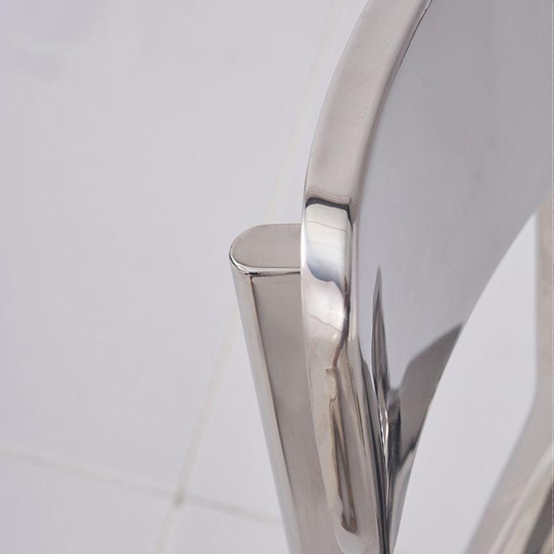 Silver Industrial Dining Chairs Stainless Steel Armless Dining Side Chair