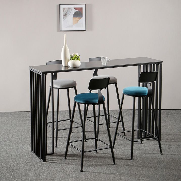 Modern Marble Table with Rectangle Table Top Black Sled Table - 42" H Clearhalo 'Bar Furniture' 'Bar Tables' 'bar_tables' 'furn' 'furn_bar_tables' 'Furniture' 'furniture_bar_tables' 'Kitchen & Dining Furniture' 1200x1200_fc325871-0e5c-4913-8389-ba533f00b024