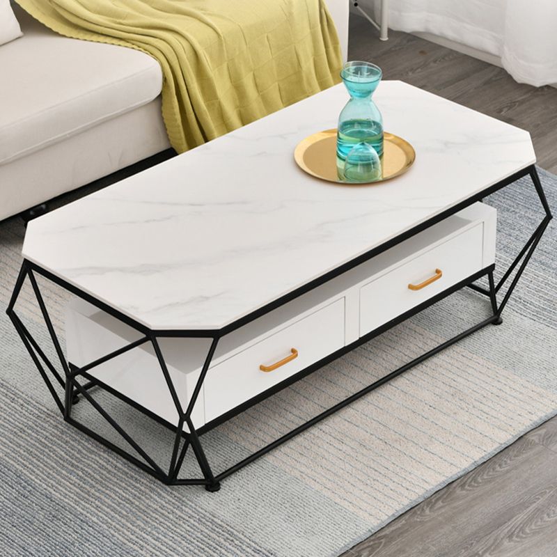 Tavolino geometrico in ardesia 2 cassetti Tavolo da cocktail - 17,7 "H