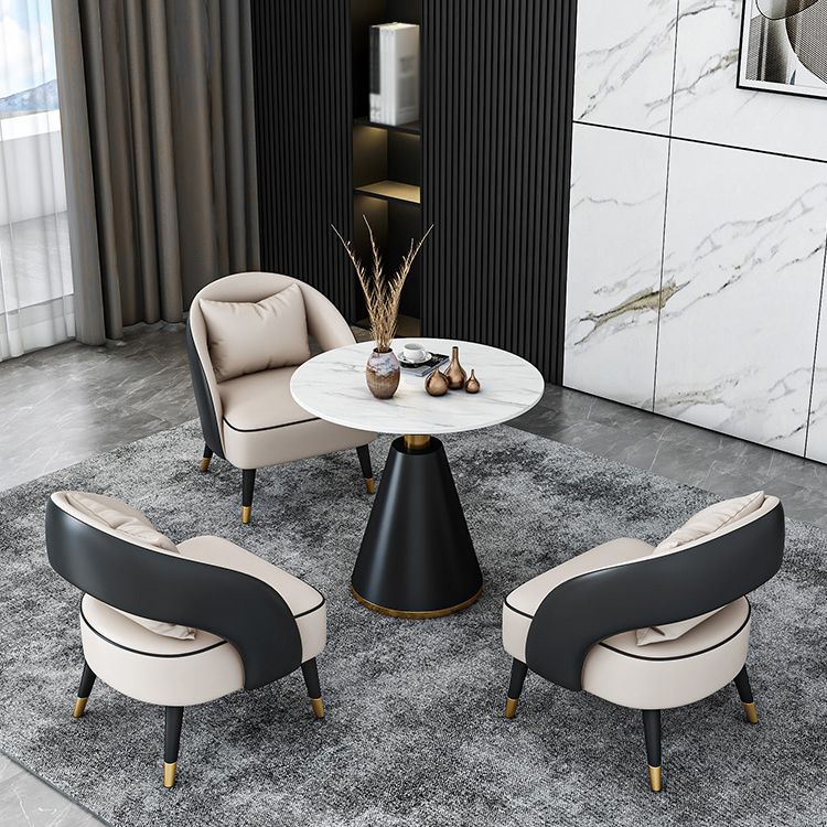 Traditional Luxury Round Dining Room Table Sintered Stone Table with Black Pedestal Base Clearhalo ' dining_table' 'Dining Tables & Seating' 'Dining Tables' 'furn' 'furn_dining_table' 'Furniture' 'furniture_dining_table' 'Kitchen & Dining Furniture' 'kitchen&dining_furn' 'kitchen' 'kitchen_dining_table' 1200x1200_fc340c1c-a2aa-42b8-8c5d-d8c8b395c682