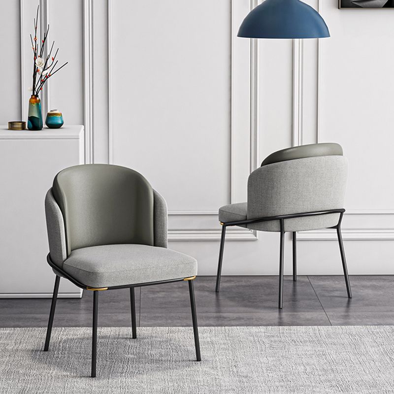 Contemporary Metal Dining Chairs Upholstered Armless Dining Chairs for Home Use Clearhalo ' kitchen&dining_furn' 'Dining Chairs' 'Dining Tables & Seating' 'dining_chair' 'furn' 'furn_dining_chair' 'Furniture' 'furniture_dining_chair' 'Kitchen & Dining Furniture' 'kitchen' 1200x1200_fc349d3f-c124-4d4b-9efb-b0d78fc502ca
