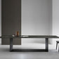Metal Contemporary Rectangular Dining Table Sintered Stone Table with Trestle Clearhalo ' dining_table' 'Dining Tables & Seating' 'Dining Tables' 'furn' 'furn_dining_table' 'Furniture' 'furniture_dining_table' 'Kitchen & Dining Furniture' 'kitchen&dining_furn' 'kitchen' 'kitchen_dining_table' 1200x1200_fc3714c6-3681-4b76-bf84-9fdc9a8a2a09