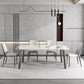 White Modern Rectangular Stone Dining Table with Stainless Steel Base Clearhalo 'Dining Tables & Seating' 'Dining Tables' 'dining_table' 'furn' 'furn_dining_table' 'Furniture' 'Kitchen & Dining Furniture' 1200x1200_fc37b376-7e41-4a56-b3ca-2bafbee73263