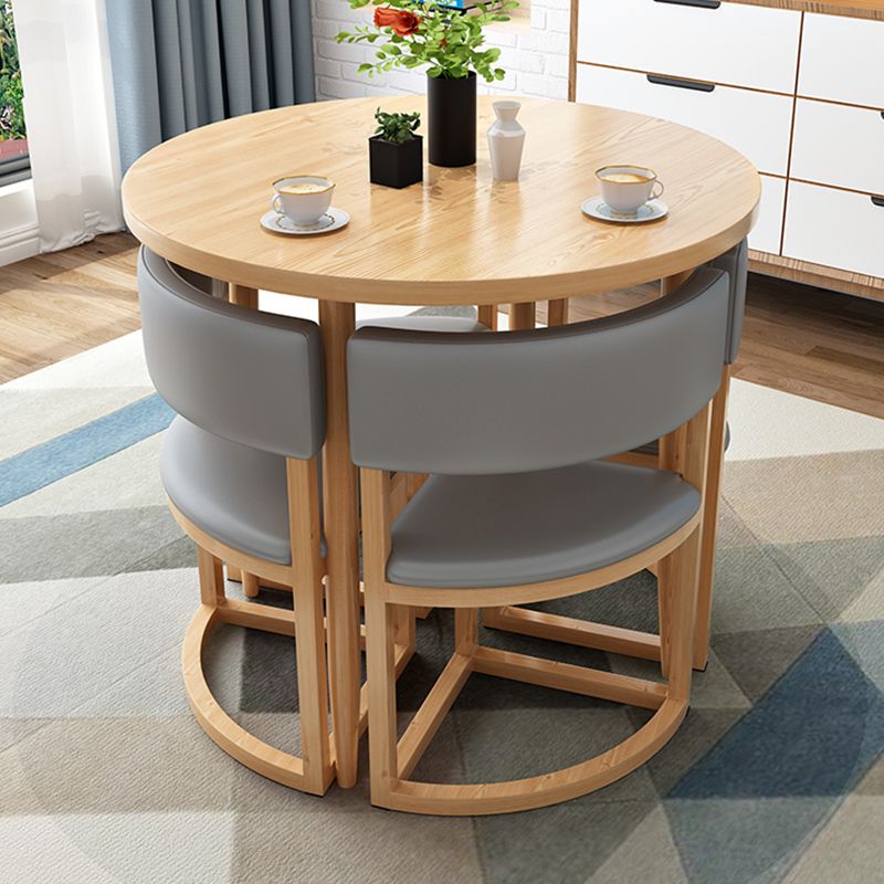 Natural Finish Round Dining Table Modern Dinette Table with 4 Legs Clearhalo 'Dining Tables & Seating' 'Dining Tables' 'dining_table' 'furn' 'furn_dining_table' 'Furniture' 'Kitchen & Dining Furniture' 1200x1200_fc38ad3a-d369-487a-b285-a4ccc3d78a50
