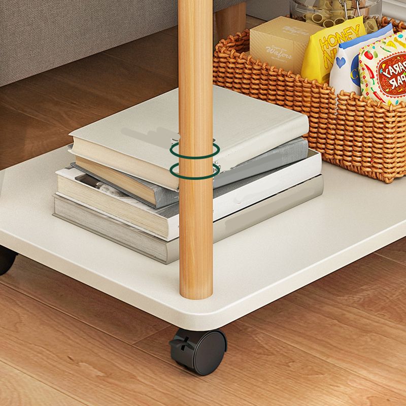Rectangular 4 Legs Side Table Natural/White One-Shelf End Table with Wheels Clearhalo 'Coffee & Accent Tables' 'End & Side Tables' 'end_side_table' 'Furniture' 'furniture_end_side_table' 'Living Room Furniture' 1200x1200_fc38ebea-6d7f-4f82-b816-b816d320b6c2