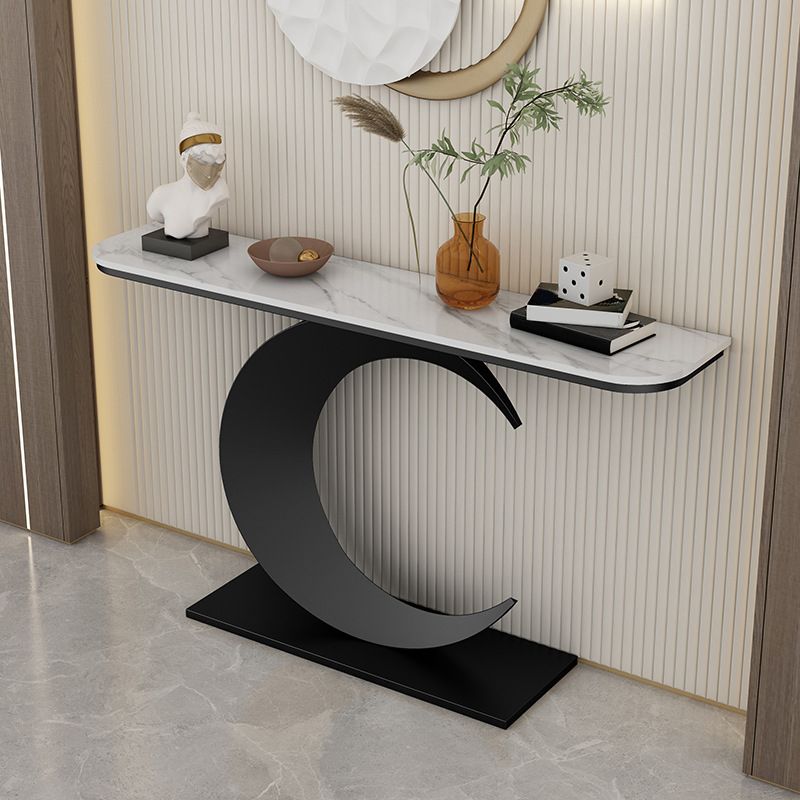 Stone Modern Console Table 31.5" Tall Accent Table with 1 Shelf