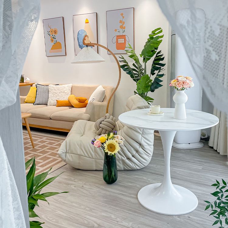 Ronde keukentafel Moderne gesinterde stenen witte eetkamertafel