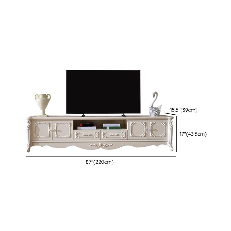 Traditional TV Media Stand White Open Shelving TV Stand Console with Drawers Clearhalo 'furn' 'furn_tv_stands_entertainment_centers' 'Furniture' 'Living Room Furniture' 'TV Stands & Entertainment Centers' 'TV Stands & Media Storage Furniture' 'tv_stands_entertainment_centers' 1200x1200_fc3c5f44-737c-4f44-91bc-e9f53b597d76