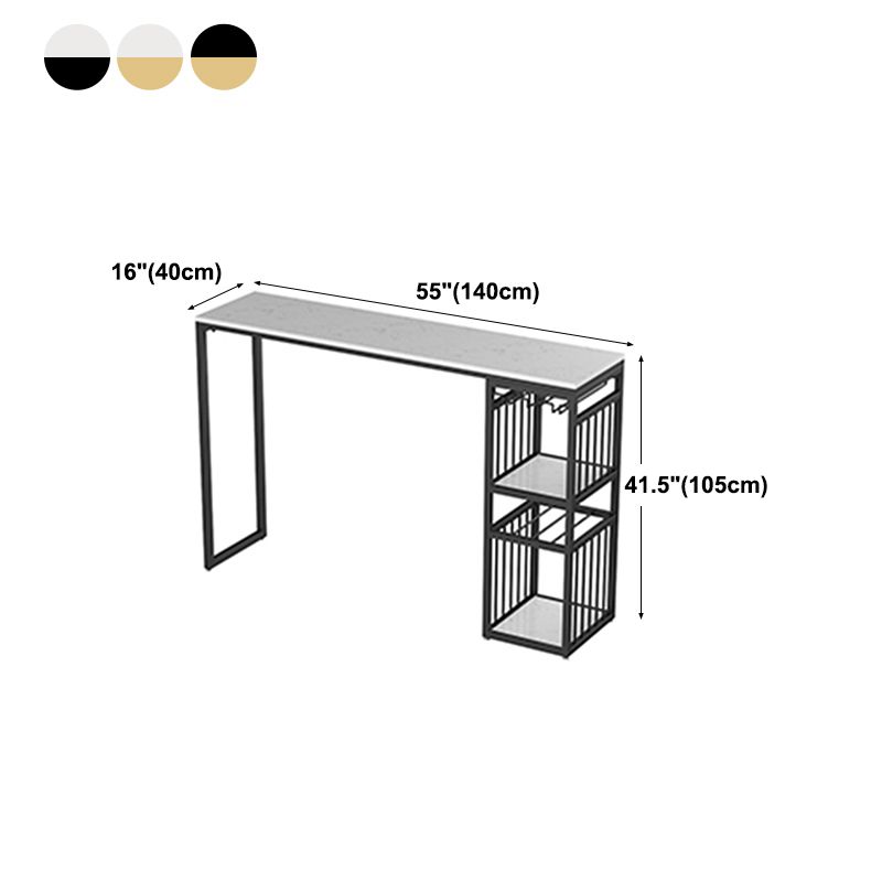 Glam White Marble Bar Table with Rectangle Table Top Gold Sled Table - 42" H Clearhalo 'Bar Furniture' 'Bar Tables' 'bar_tables' 'furn' 'furn_bar_tables' 'Furniture' 'furniture_bar_tables' 'Kitchen & Dining Furniture' 1200x1200_fc3e0efd-a3d5-4fec-b20c-d599b1eec23d