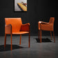 Silla lateral de espalda baja con patas de cuero silla de comedor contemporánea de metal para el hogar