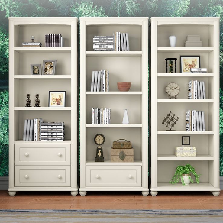 Modern Standard Bookshelf Wooden White Bookcase with Shelves