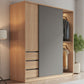 Bedroom Sliding Door Storage Cabinet Light Wood Finish Modern Cabinet with Drawers Clearhalo 'Armoires & Wardrobes' 'armoires_wardrobes' 'Bedroom Furniture' 'furn' 'furn_armoires_wardrobes' 'Furniture' 1200x1200_fc3ec7be-2ee5-4cce-8d33-a72dea04b4e6
