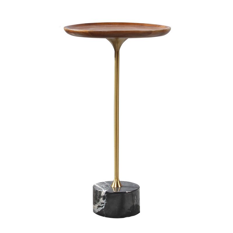 Pedestal Design Cocktail Table Brown Wood Top Marble Pedestal Coffee Table Clearhalo 'Coffee & Accent Tables' 'End & Side Tables' 'end_side_table' 'end_side_tables' 'furn' 'furn_end_side_tables' 'Furniture' 'furniture_end_side_table' 'Living Room Furniture' 1200x1200_fc407c34-8a84-482c-b34f-c70e7140f29e