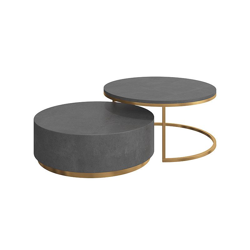 Drum Base Design Black/grey Faux Concrete Top Metal Base Round Coffee Table Clearhalo 'Coffee & Accent Tables' 'Coffee Tables' 'coffee_tables' 'furn' 'furn_coffee_tables' 'Furniture' 'Living Room Furniture' 1200x1200_fc4109c6-cf7f-42c5-af40-5406a13a409f
