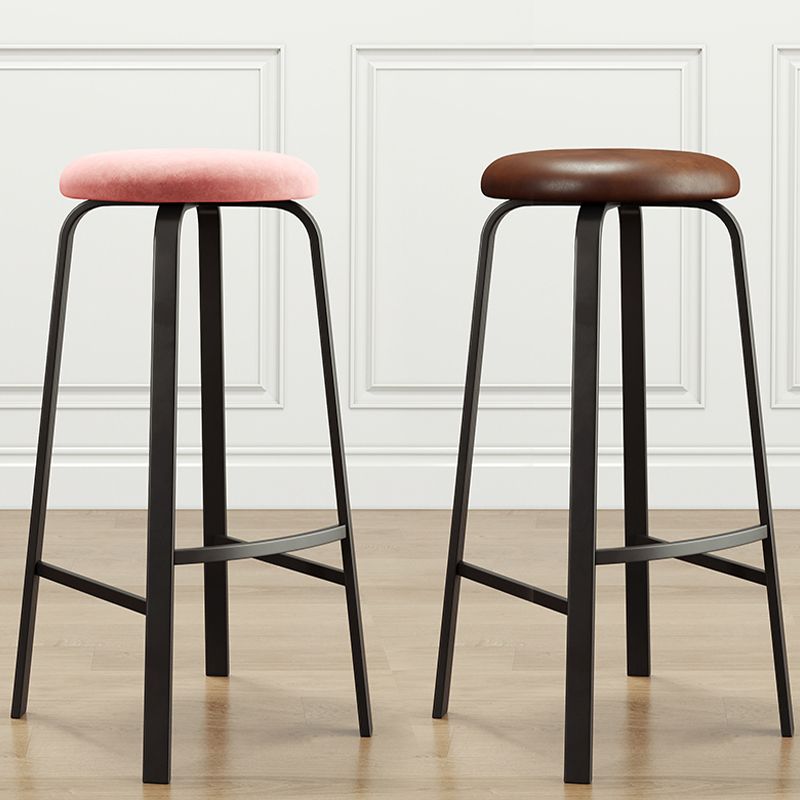 Modern Stackable Armless Counter Stool Iron Bar Stool with Cushion and Pedal for Cafe Clearhalo 'Bar Furniture' 'Bar Stools' 'bar_stools' 'furn' 'furn_bar_stools' 'Furniture' 'Kitchen & Dining Furniture' 1200x1200_fc443078-3aa9-4d2b-b4fb-1f57b8a8cbac