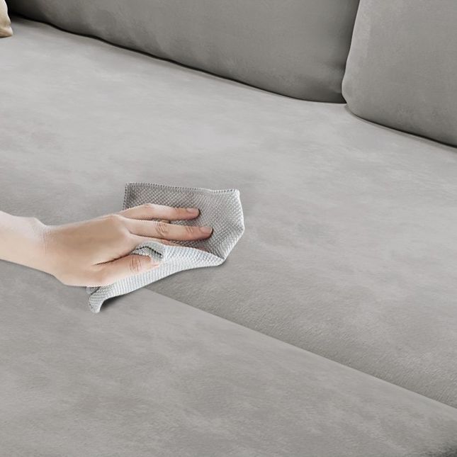 Cama de sofá resistente a manchas estándar de brazo cuadrado contemporáneo en gris