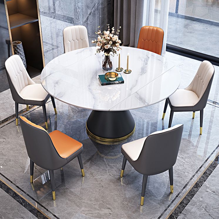 Modern Stone Foldable Dining Table Metal Base for Dining Room Clearhalo 'Dining Tables & Seating' 'Dining Tables' 'dining_table' 'furn' 'furn_dining_table' 'Furniture' 'Kitchen & Dining Furniture' 1200x1200_fc466ef1-ac44-4b76-8e52-d9d74055821a