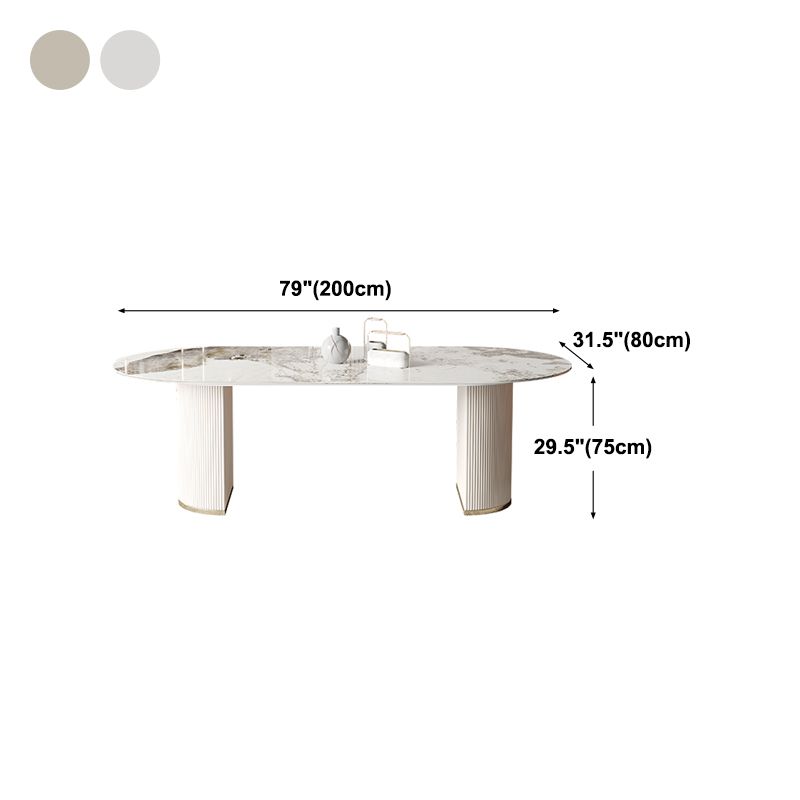 Stone Dining Table Contemporary Style Oval Dining Site Table for Home