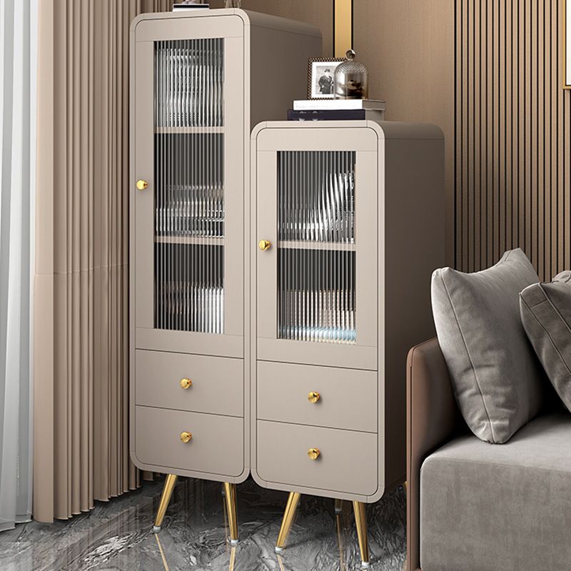 Modern 15.7" W Square Cabinet 1 Glass Door Side Cabinet with 2 Drawers Clearhalo 'Cabinets & Chests' 'cabinets_chests' 'furn' 'furn_cabinets_chests' 'Furniture' 'Living Room Furniture' 1200x1200_fc47c1d5-ca00-4fd9-9e2e-d1c604eb3d86