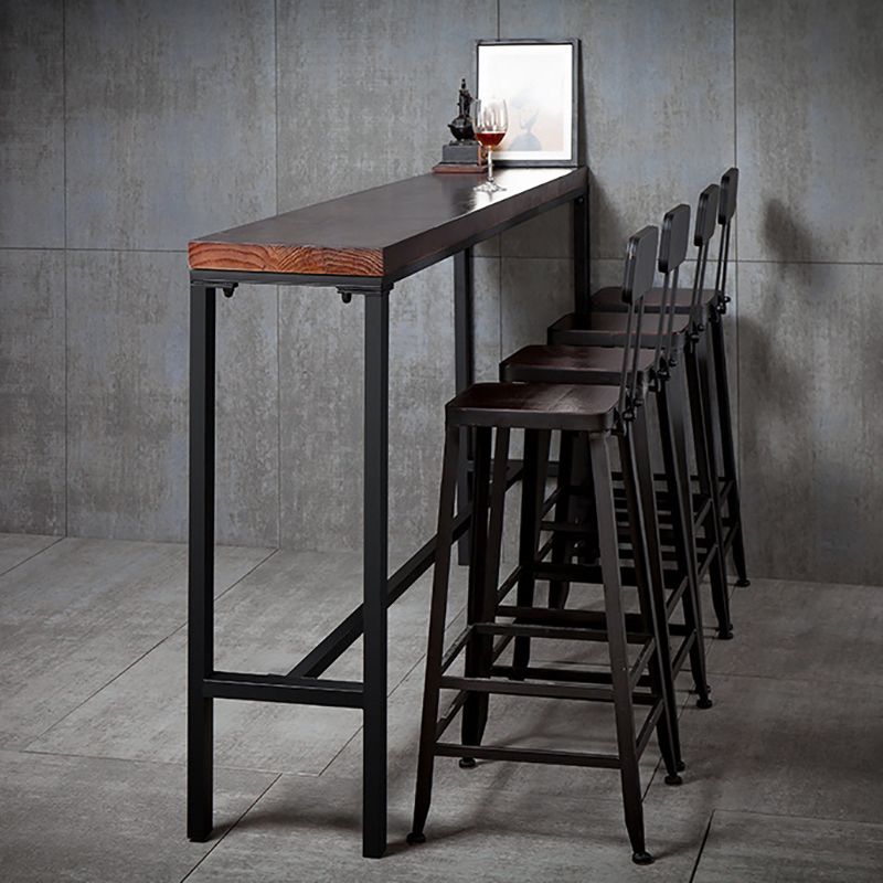 Wood Brown Bistro Accent Dining Table Industrial Rectangle Trestle Pub Table Clearhalo 'Bar Furniture' 'Bar Tables' 'bar_tables' 'furn' 'furn_bar_tables' 'Furniture' 'furniture_bar_tables' 'Kitchen & Dining Furniture' 1200x1200_fc48be91-9d7e-4cf5-bebb-1e3ed31c1639