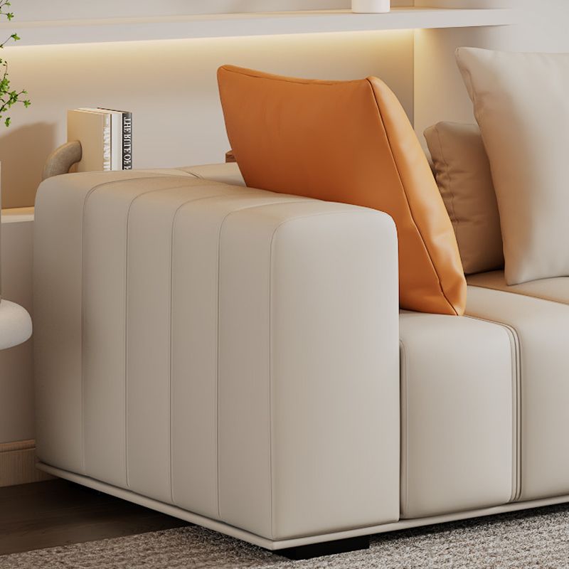 Soludo di divano scandinavo in pelle genuina sezionale con cuscini di consumo