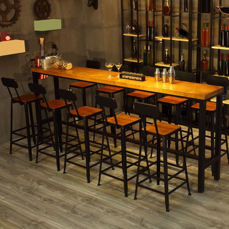 Metal Bar Stools Industrial Barstool in Black and Brown with Footrest