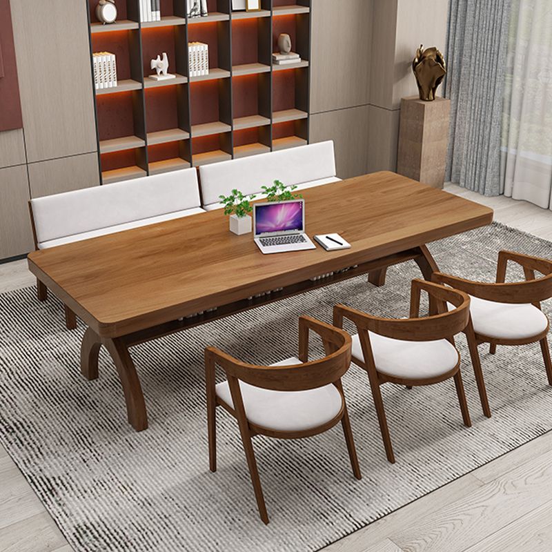 Massief hout gebogen rechthoekbureau 1 plank 29.53 "hoge bureau