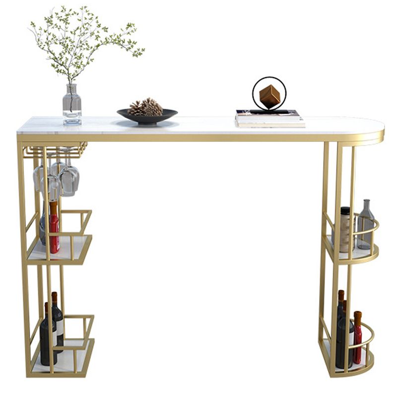 Glam Style Stone Bar Table 42-inch Height Metal Base Bistro Table for Dining Room Clearhalo 'Bar Furniture' 'Bar Tables' 'bar_tables' 'furn' 'furn_bar_tables' 'Furniture' 'furniture_bar_tables' 'Kitchen & Dining Furniture' 1200x1200_fc4c55d0-39b2-4d65-a135-1bbf32006049