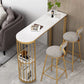 Glam Specialty White Bar Table Faux Marble Pedestal Bar Height Pub Table with Shelves