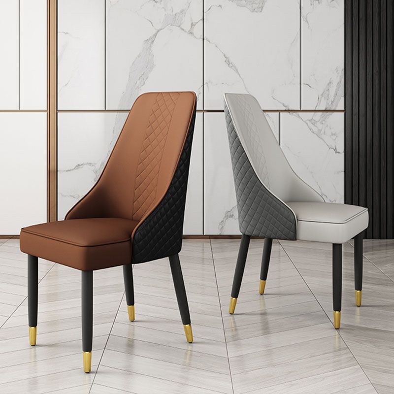 Scandinavian Style Leather Dining Chairs for Kitchen Armless Solid Back Chair Clearhalo 'Dining Chairs' 'Dining Tables & Seating' 'dining_chair' 'furn' 'furn_dining_chair' 'Furniture' 'furniture_dining_chair' 'Kitchen & Dining Furniture' 1200x1200_fc4f9344-565e-4ee7-b5c1-f7a2f4bf02aa