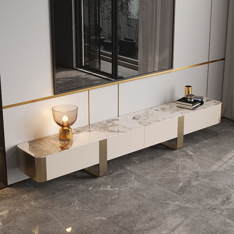 Marmeren 16 "H tv -standaard voor tv's tot 16" d, tv -console met opslag - zwart / goud