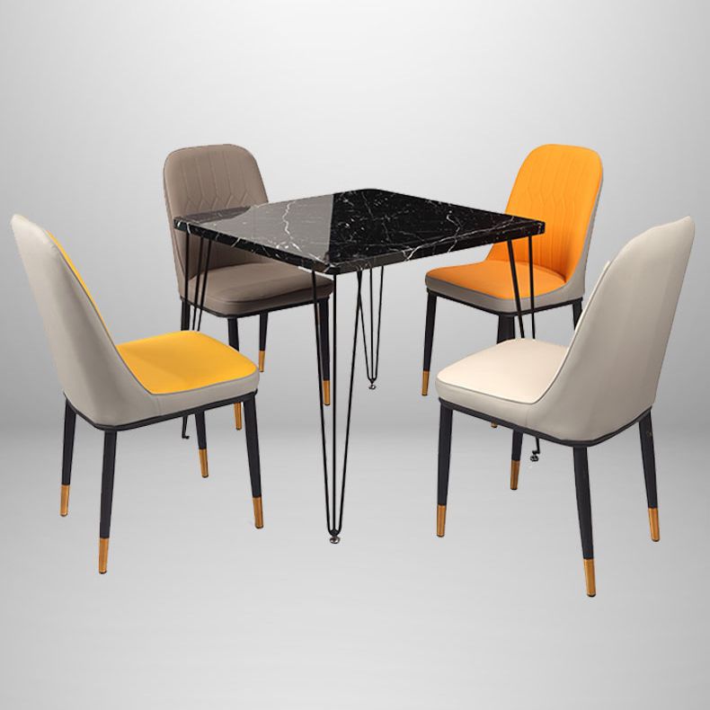 Industrial Style Sintered Stone Dining Table 4 Legs Base Square Table for Home Clearhalo ' dining_table' 'Dining Tables & Seating' 'Dining Tables' 'furn' 'furn_dining_table' 'Furniture' 'furniture_dining_table' 'Kitchen & Dining Furniture' 'kitchen&dining_furn' 'kitchen' 'kitchen_dining_table' 1200x1200_fc508e0c-cbeb-40ac-94ef-aa1b686f0345