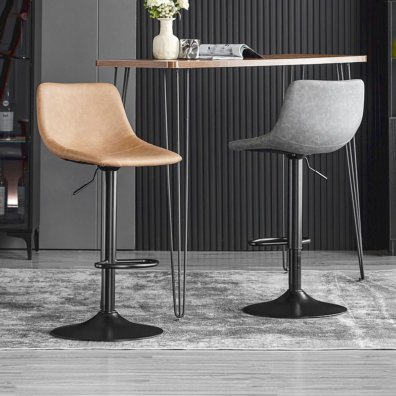 Contemporary Adjustable Footrest Barstool Matte Finish Leather Stool Clearhalo 'Bar Furniture' 'Bar Stools' 'bar_stools' 'furn' 'furn_bar_stools' 'Furniture' 'furniture_bar_stools' 'Kitchen & Dining Furniture' 1200x1200_fc52b92e-8d46-4479-b632-cedf5d23e4df