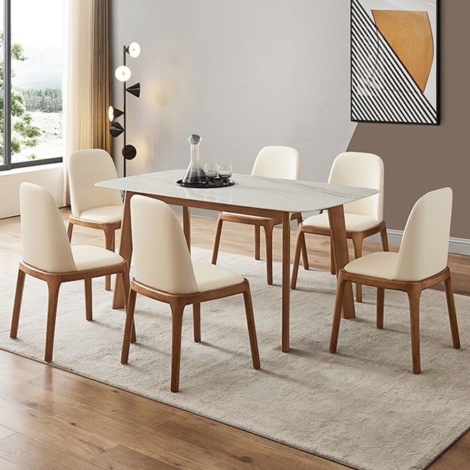 Solid Wood Mid-Century Modern Table Rectangle White Sintered Stone Top Table Clearhalo ' dining_table' 'Dining Tables & Seating' 'Dining Tables' 'furn' 'furn_dining_table' 'Furniture' 'furniture_dining_table' 'Kitchen & Dining Furniture' 'kitchen&dining_furn' 'kitchen' 'kitchen_dining_table' 1200x1200_fc574acd-77f2-42b2-8dee-0a2007c94e4b