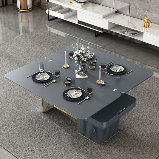 Tavolino da caffè in ardesia rettangolare tavolo da cocktail astratto con archiviazione