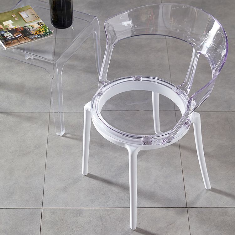 Contemporary Plastic Restaurant Side Chair Clear Open Back Dining Chair Clearhalo ' kitchen&dining_furn' 'Dining Chairs' 'Dining Tables & Seating' 'dining_chair' 'furn' 'furn_dining_chair' 'Furniture' 'furniture_dining_chair' 'Kitchen & Dining Furniture' 'kitchen' 1200x1200_fc596a4d-ff84-4abd-8dd3-d66cefdc4d35