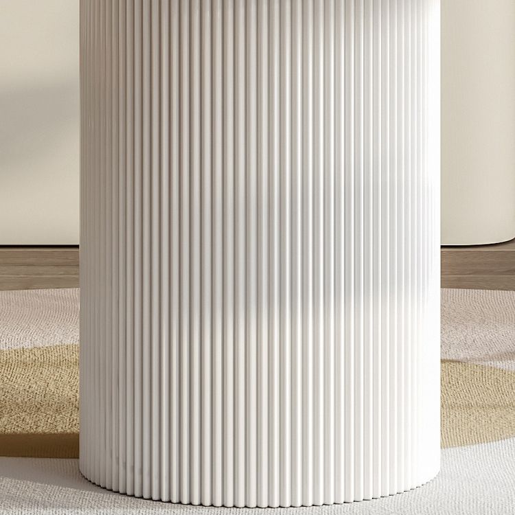 Runder Top Esstisch zeitgenössischer Tisch mit Sockelbasis in Weiß