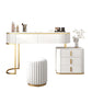 White Vanity Straight Feet Desk Stone Top Dressing Table Stool Set
