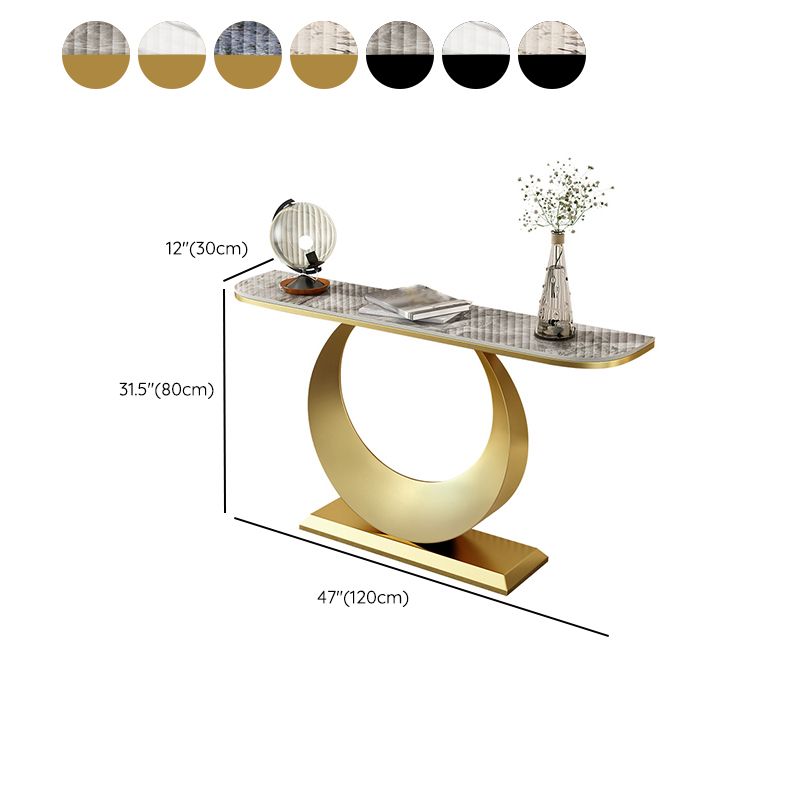 Glam Stone Console Accent Table Metal Console Sofa Table for Hall