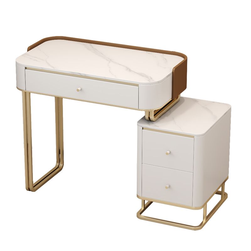 Stone Top Make-up Eitelkeit luxuriöser Metall-Schminktisch in Grau/Weiß