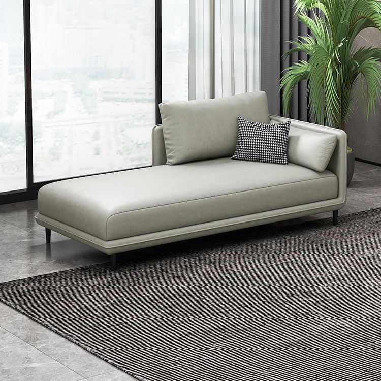 Nordic Cushioned Chaise Lounge Pine Chaise with Recessed Arms for Bedroom and Living Room
