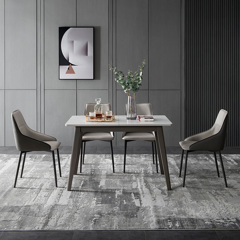 Rechteck Esstisch Set mit grauen Beinen 1/2/5/7 PCs Esseet Set für Zuhause