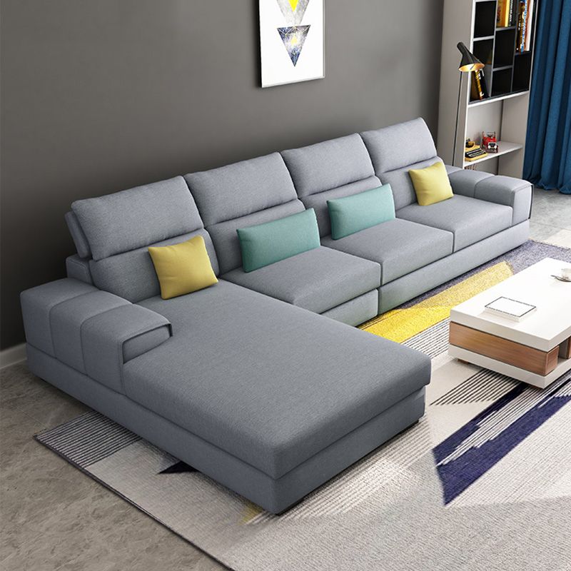 Modern Sectional Sofa with Chaise and Adjustable Head Pillow