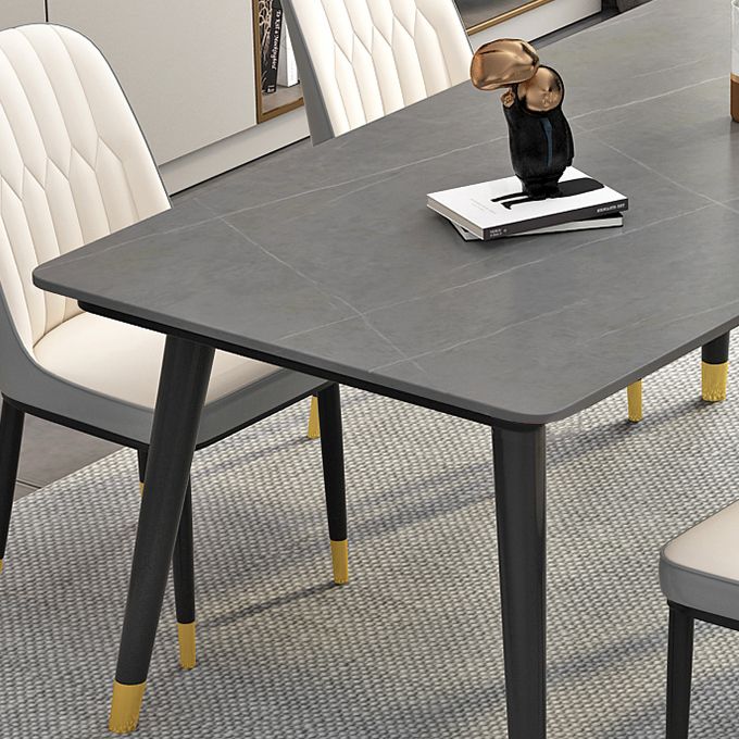 Rectangle Industrial Sintered Stone Dining Table 4 Legs Base Table for Home Clearhalo ' dining_table' 'Dining Tables & Seating' 'Dining Tables' 'furn' 'furn_dining_table' 'Furniture' 'furniture_dining_table' 'Kitchen & Dining Furniture' 'kitchen&dining_furn' 'kitchen' 'kitchen_dining_table' 1200x1200_fc63468b-c82a-4f59-94ba-2a54a6bd7d43