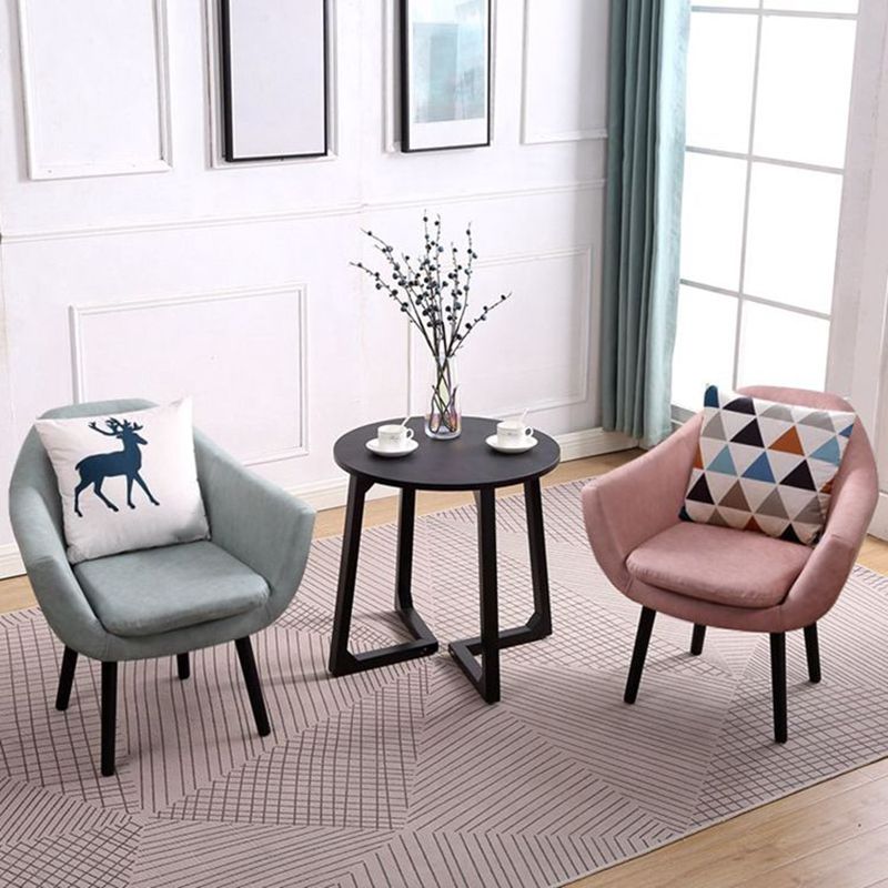 Modern Style Wood Armrest Cushion Back Strap Pillow Arm Chair