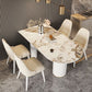 Modern Style Dining Table Sintered Stone Table with Metal Base for Home