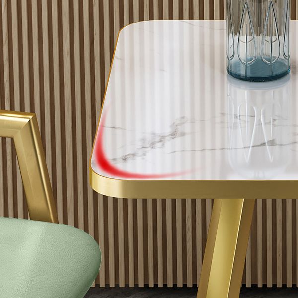 Glam Stone Square White Dining Table Metal Base for Dining Room Clearhalo 'Dining Tables & Seating' 'Dining Tables' 'dining_table' 'furn' 'furn_dining_table' 'Furniture' 'Kitchen & Dining Furniture' 1200x1200_fc66bd29-7867-4be7-a1e6-74c76a9b5d31