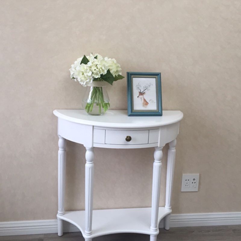 Storage Half Moon Console Table Wood Mid-Century Modern End Table